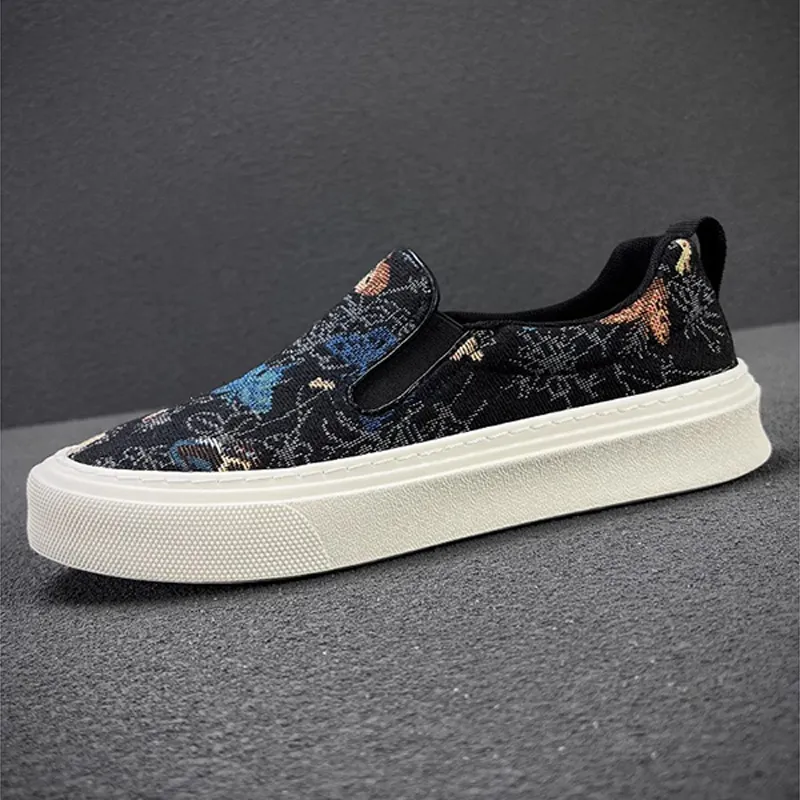Ruomini Breathable Low Top Canvas Shoes Men's Black-1