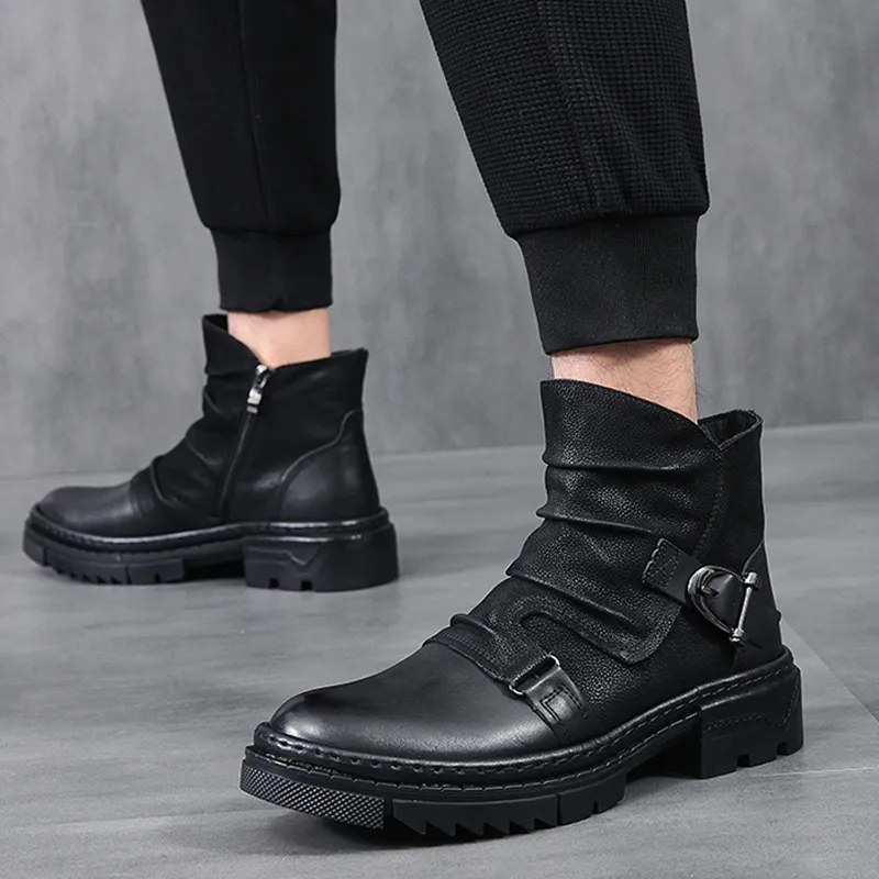 Ruomini Ankle Boots Men Brown, Black-7