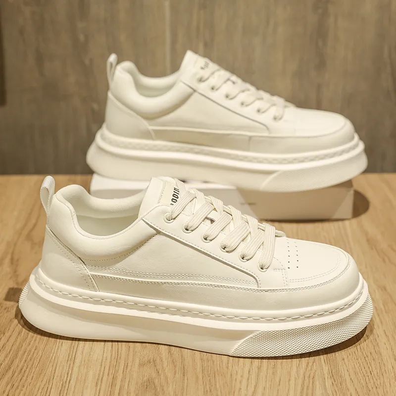 Ruomini Non slip Lightweight Low Top Skateboard Shoes Men's White-2
