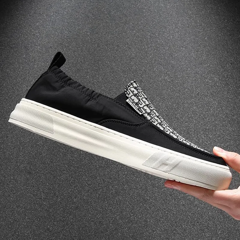 Ruomini Breathable Low Top Skateboard Shoes Men's Black-4