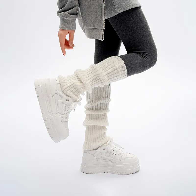 Ruomini Anti-Slip Wear-Resistant Lightweight Breathable Height Increasing Low-Top Skateboard Shoes Women's White-1