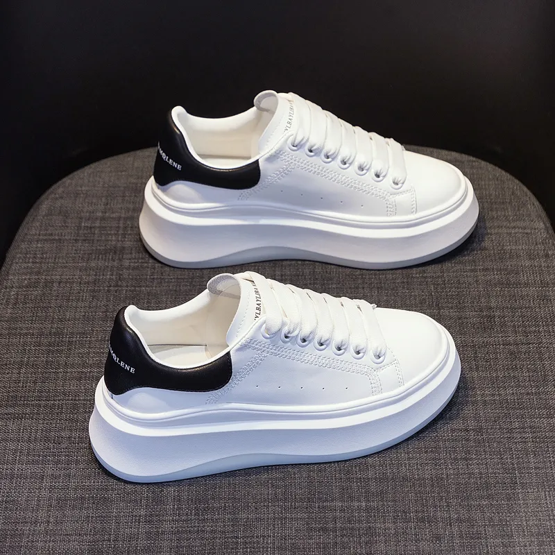 Ruomini Small White Shoes Anti Slip And Wear Resistant Height Increasing Low Top Skateboard Shoes Women's-2