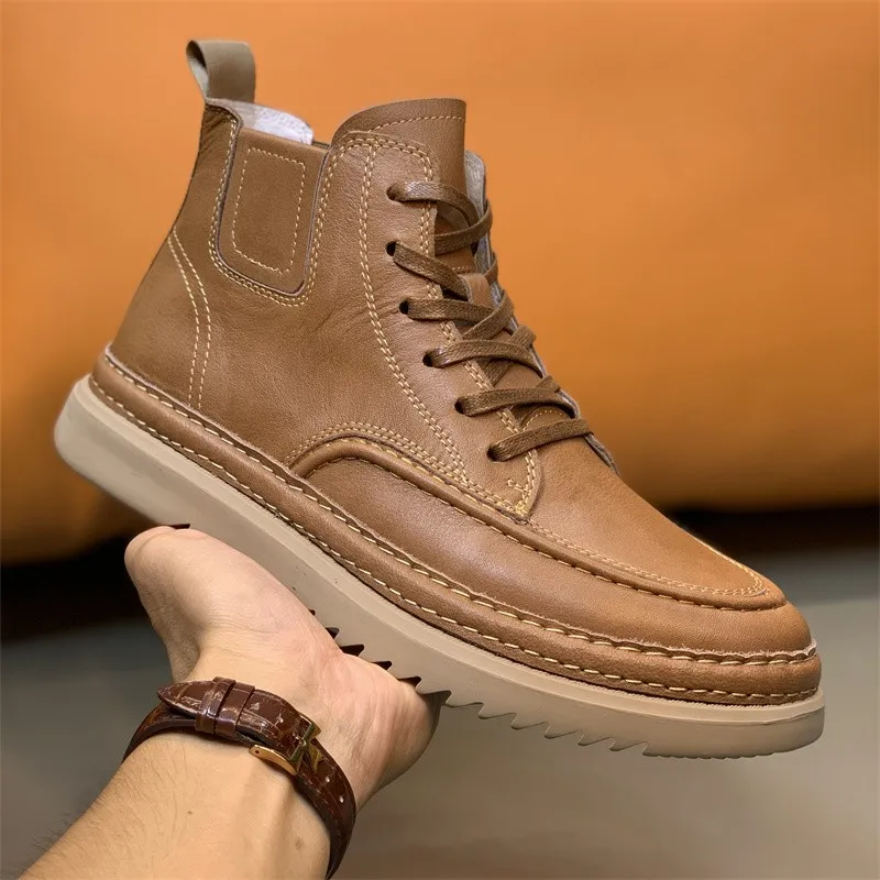 Ruomini Ankle Boots Low Heel Men's-1