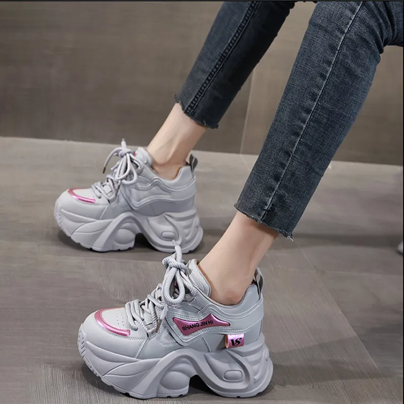 Ruomini Anti Slip And Wear Resistant Height Increasing Low Top Chunky Sneakers Women's-3