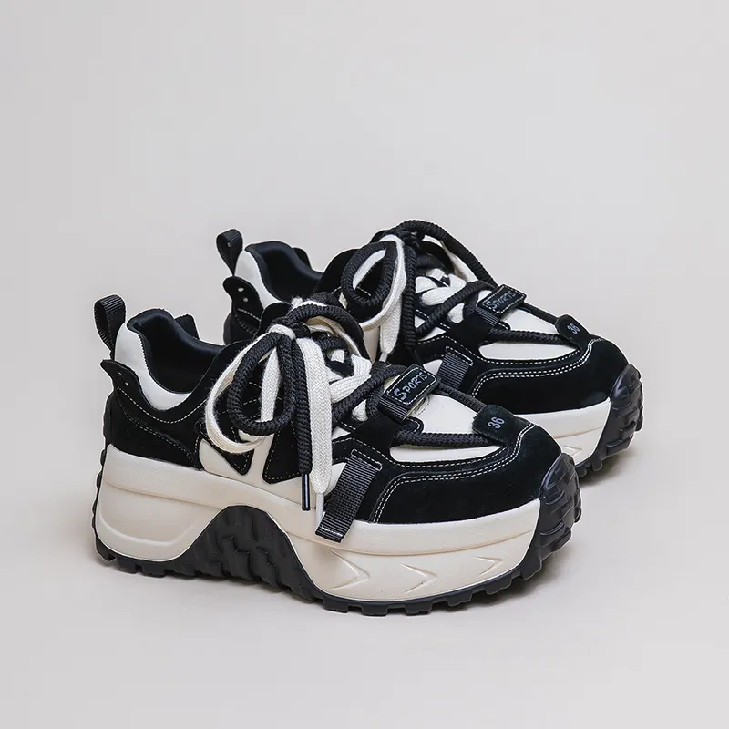 Ruomini Anti-Slip And Wear-Resistant Lightweight Height Increasing Low-Top Chunky Sneakers Women's-3