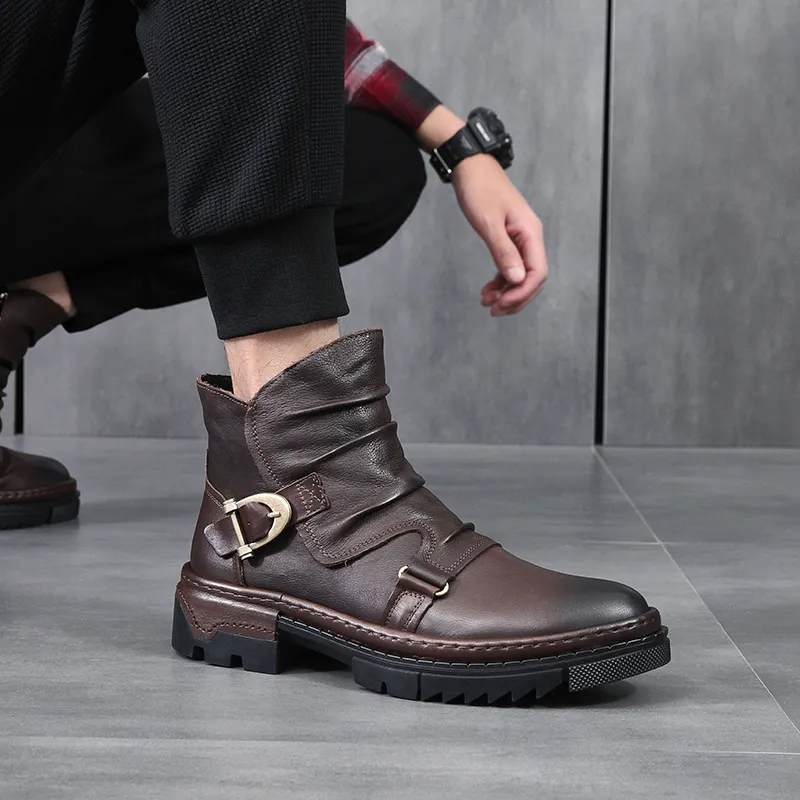 Ruomini Ankle Boots Men Brown, Black-1
