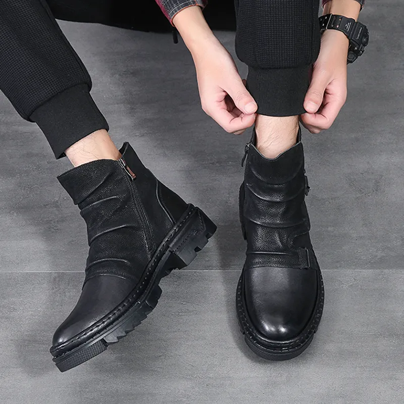 Ruomini Ankle Boots Men Brown, Black-9
