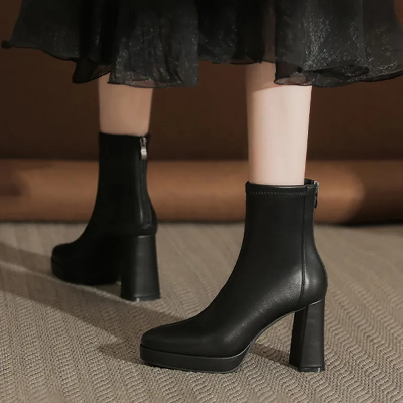 Ruomini Ankle Boots Women's Ecru/Black-5