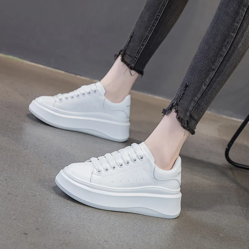 Ruomini Small White Shoes Anti Slip And Wear Resistant Height Increasing Low Top Skateboard Shoes Women's-5