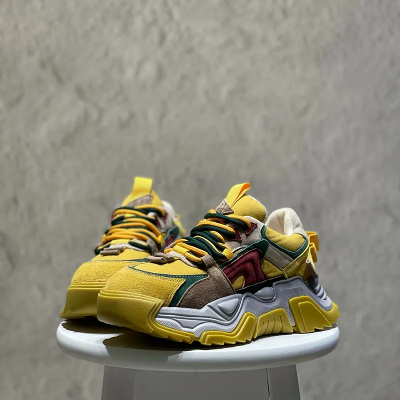 Ruomini Height Increasing Low Top Chunky Sneakers Women's Yellow-2