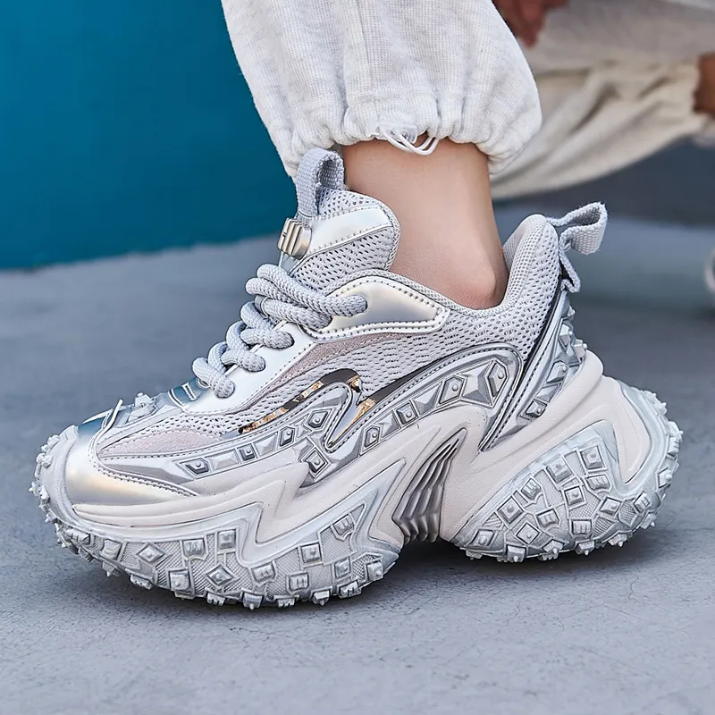 Ruomini Anti Slip And Wear Resistant Height Increasing Low Top Chunky Sneakers Unisex-3