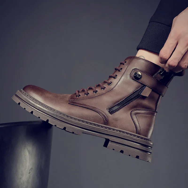 Ruomini Short Martin Boot Men's Brown-3