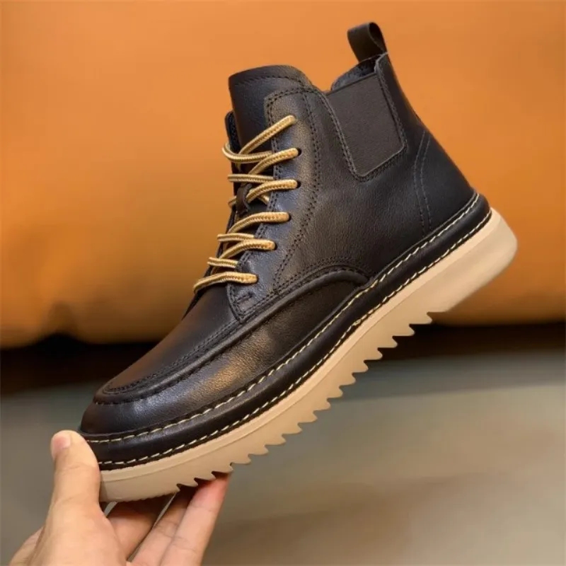 Ruomini Ankle Boots Low Heel Men's-4