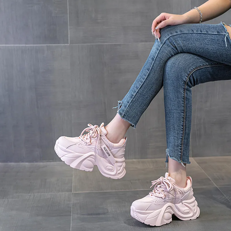 Ruomini Anti Slip And Wear Resistant Height Increasing Low Top Chunky Sneakers Women's-3