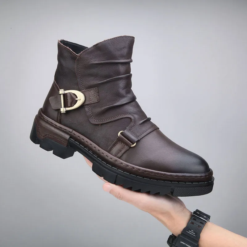 Ruomini Ankle Boots Men Brown, Black-2