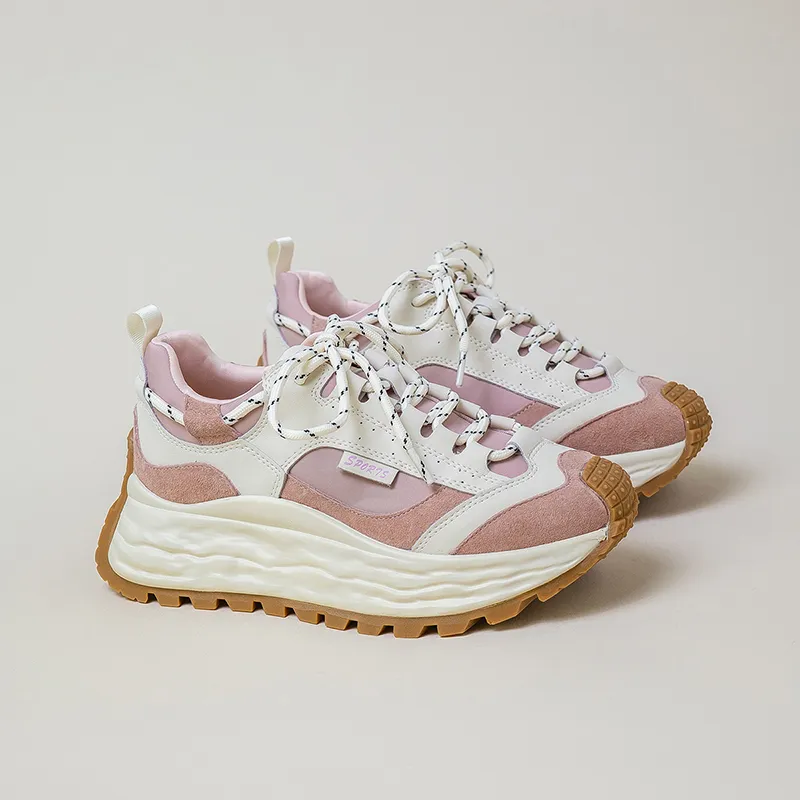 Ruomini Anti-Slip And Wear-Resistant Lightweight Height Increasing Low-Top Chunky Sneakers Women's-4