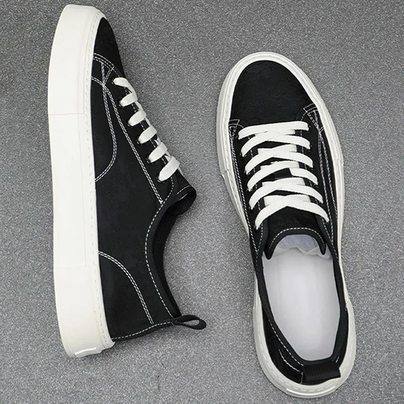 Ruomini Low-Top Canvas Shoes Men's Black-4