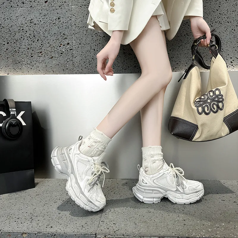 BARDILEV Slip Resistant, Breathable, Height Increasing Low Top Chunky Sneakers Women's-10