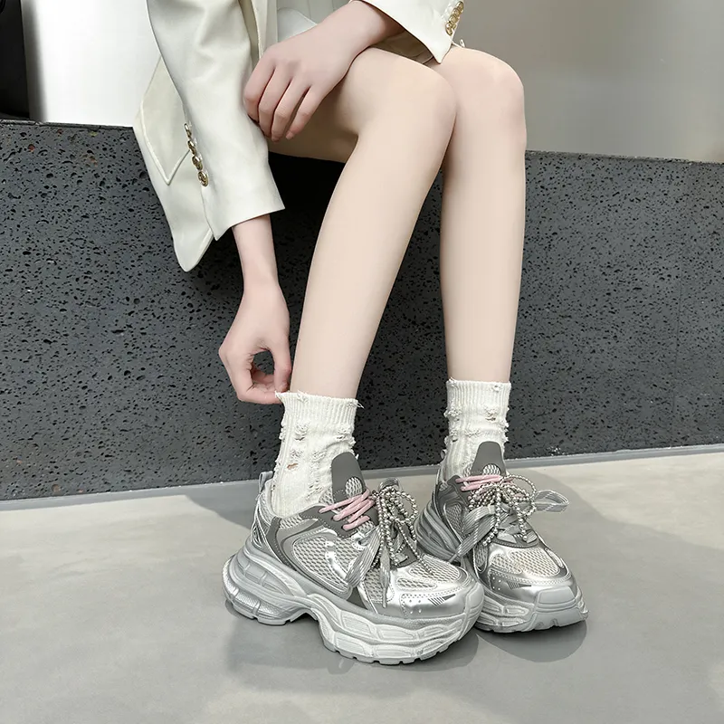 BARDILEV Slip Resistant, Breathable, Height Increasing Low Top Chunky Sneakers Women's-2