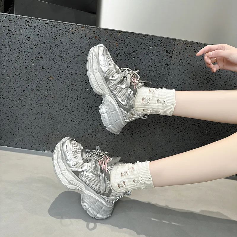 BARDILEV Slip Resistant, Breathable, Height Increasing Low Top Chunky Sneakers Women's-4