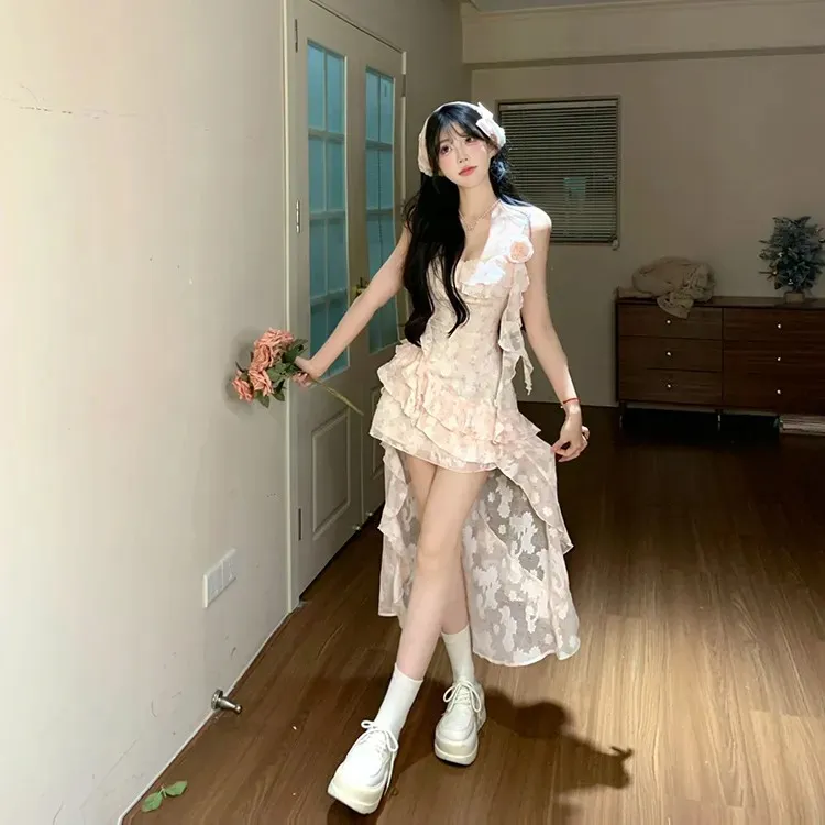 XUANSHU Slip Dresses Women's Pink-3