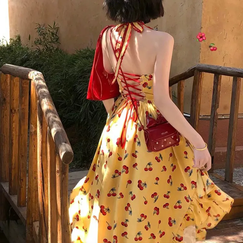 XUANSHU Slip Dress Women's Yellow-3