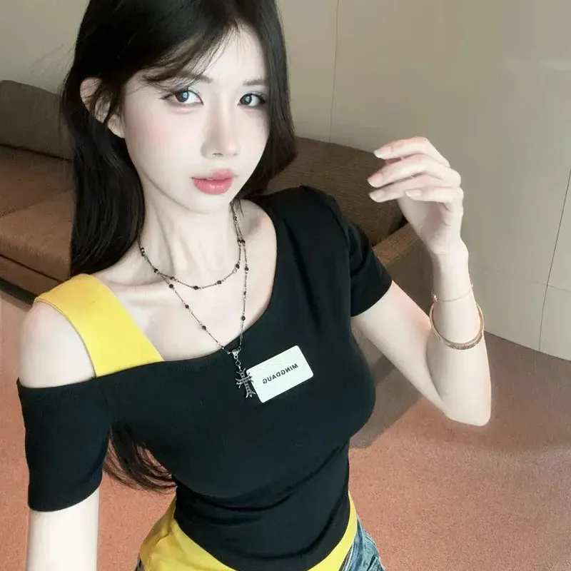 XUANSHU Drop Shoulder Sleeve T Shirt Women's-9