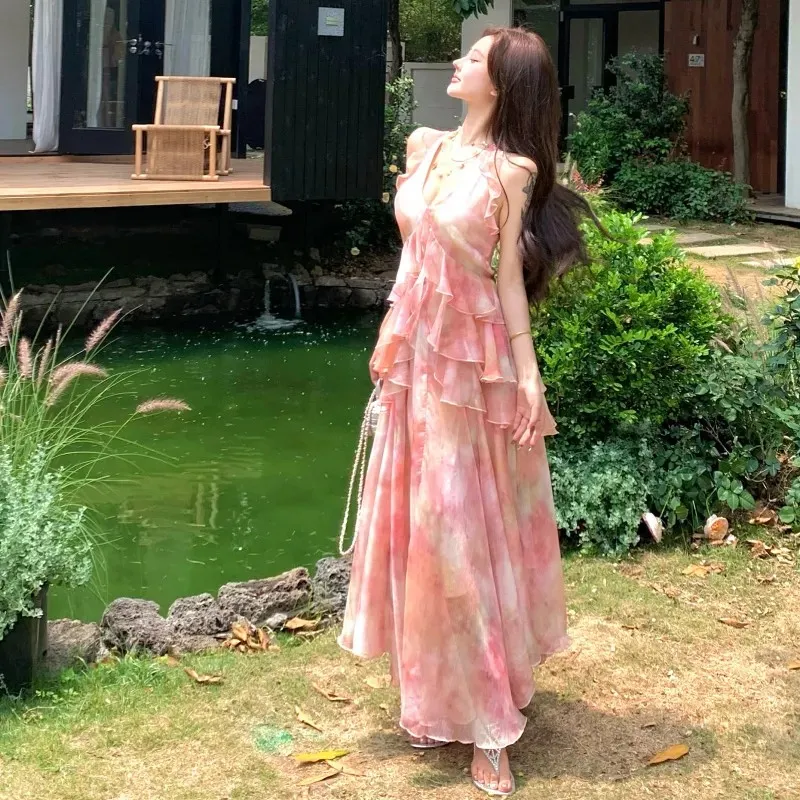 XUANSHU Slip Dresses Women's Pink-5