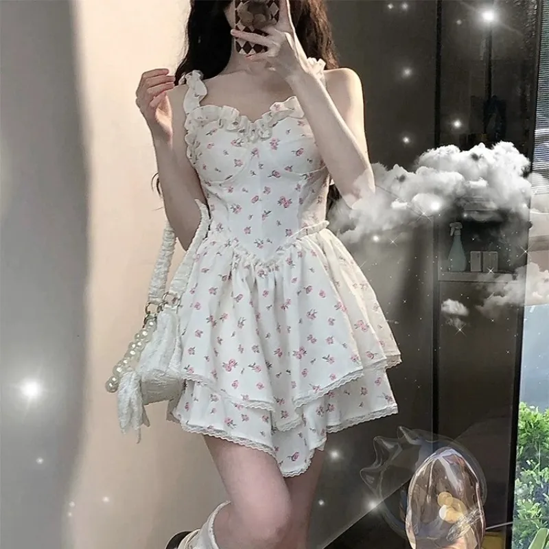 XUANSHU Slip Dresses Women's White-3