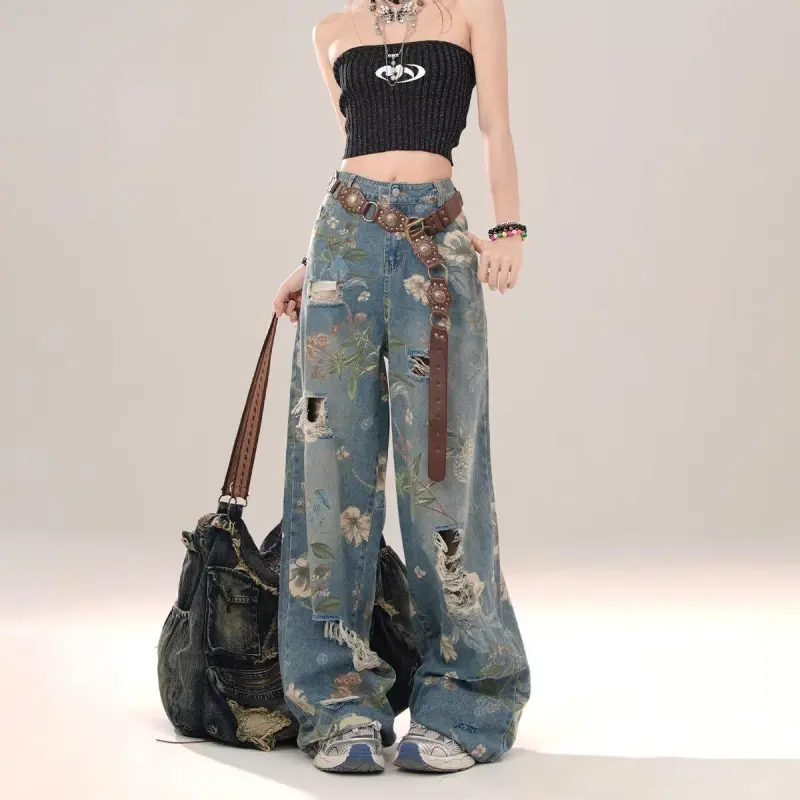 XUANSHU Jeans Women's Blue-2