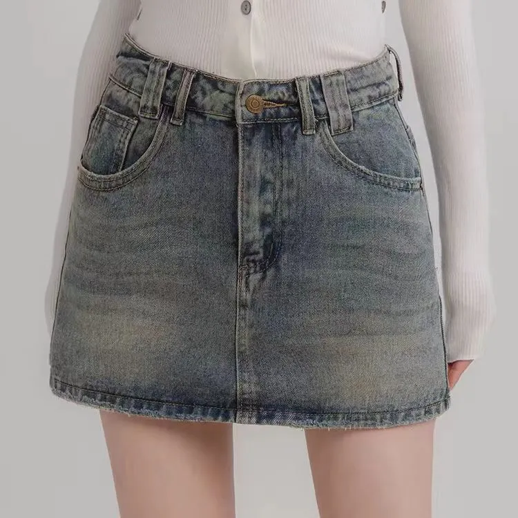 XUANSHU Denim Short Skirts Women's-2