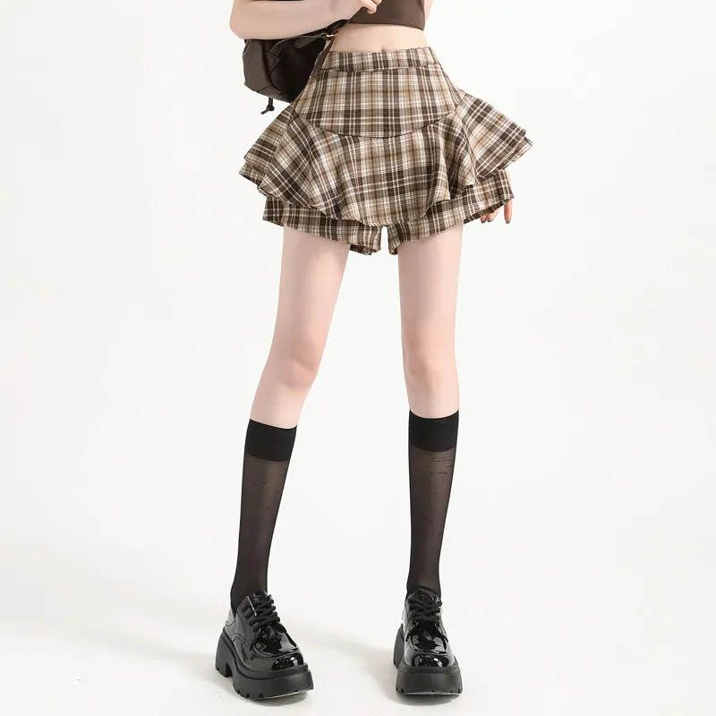 XUANSHU Casual Short Skirts Women's Khaki-2