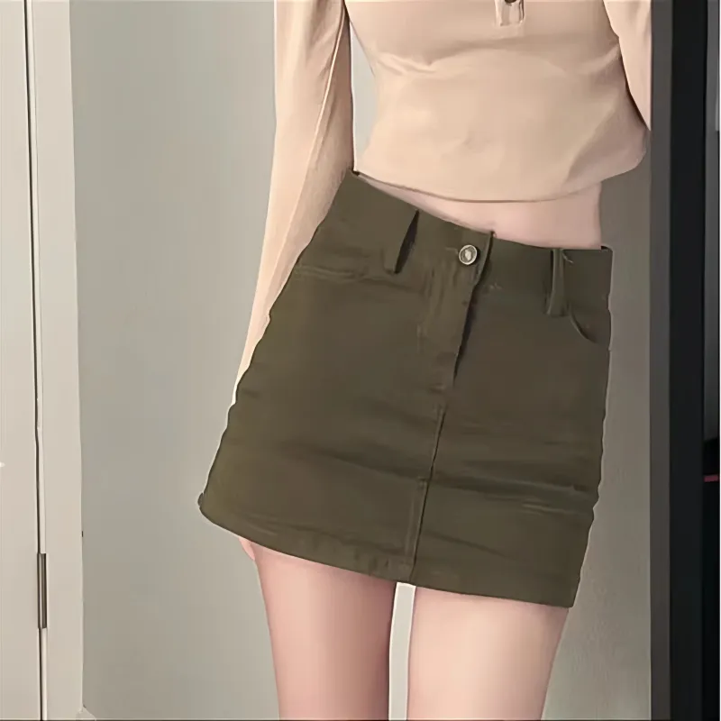 XUANSHU Denim Short Skirts Women's-4