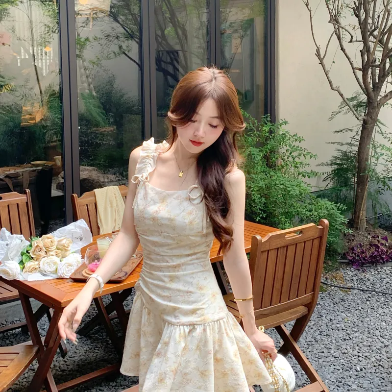 XUANSHU Slip Dress Women's Apricot-4