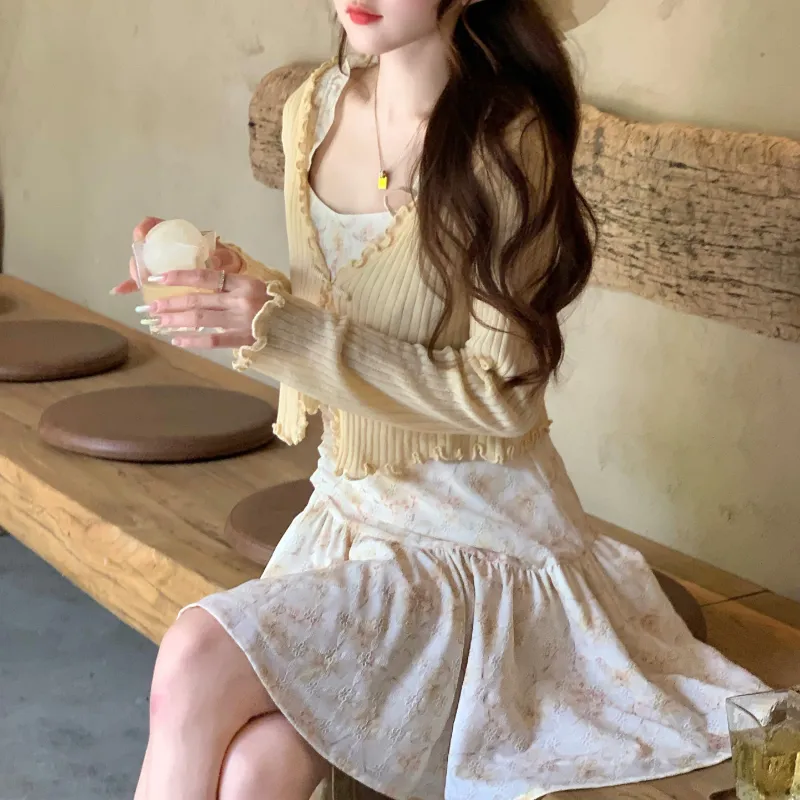 XUANSHU Slip Dress Women's Apricot-2