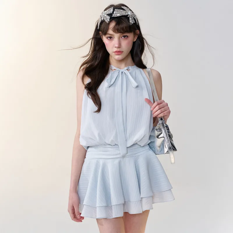 XUANSHU Slip Dresses Women's Blue-3