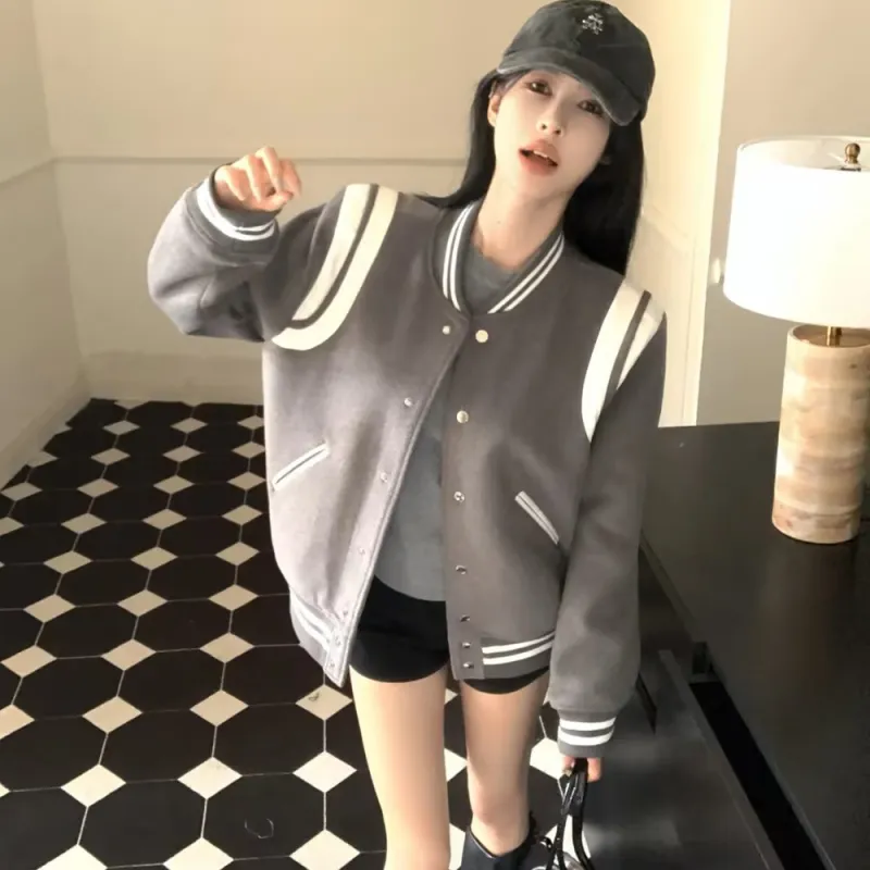 ASURBU Baseball Jacket Women's Gray-2