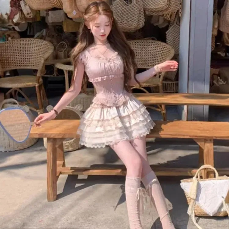 XUANSHU Two Piece Skirt Sets Women's-3