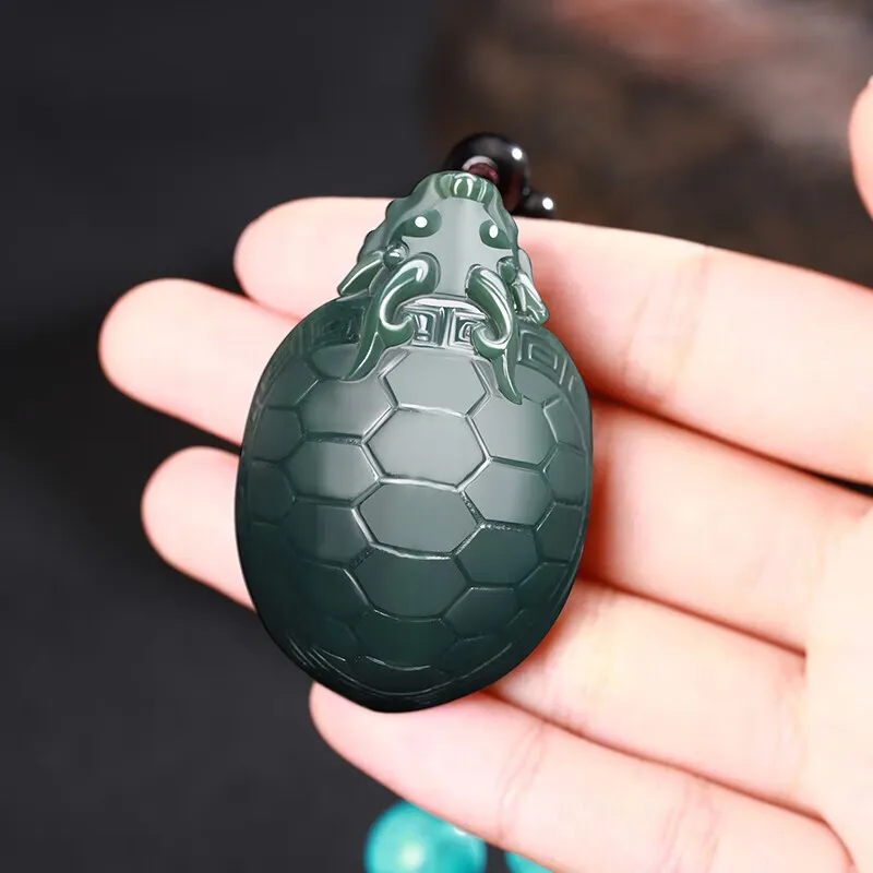 Renyu Jewelry Hetian Jade Necklaces Green Jade Unisex-3