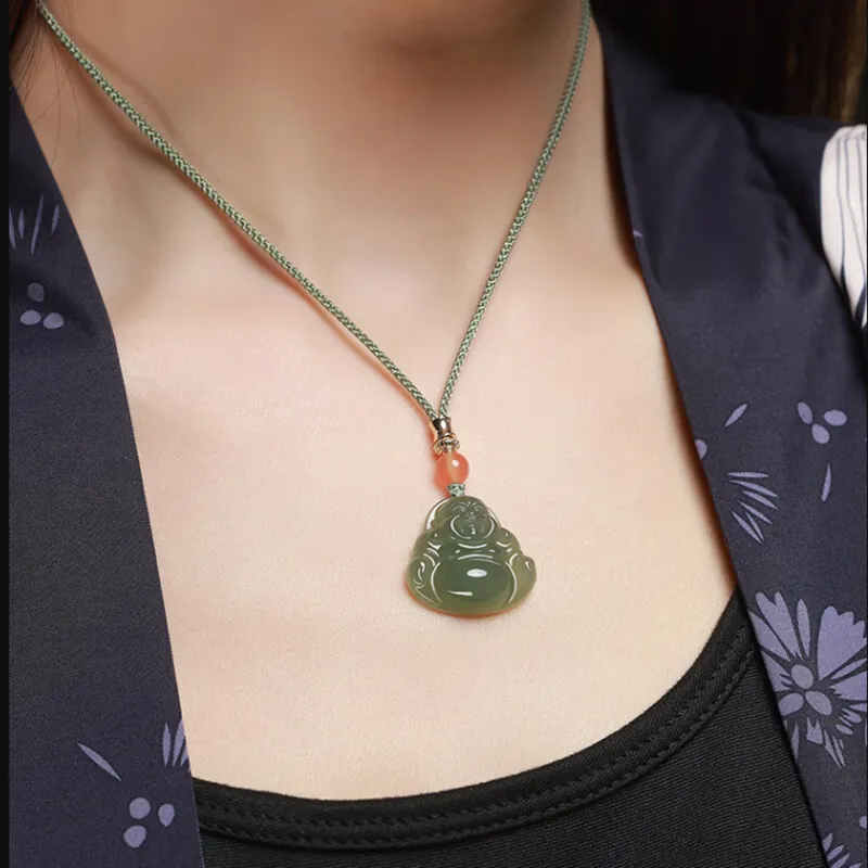 Renyu Jewelry Hetian Jade Pendants Green Jade Women's-4