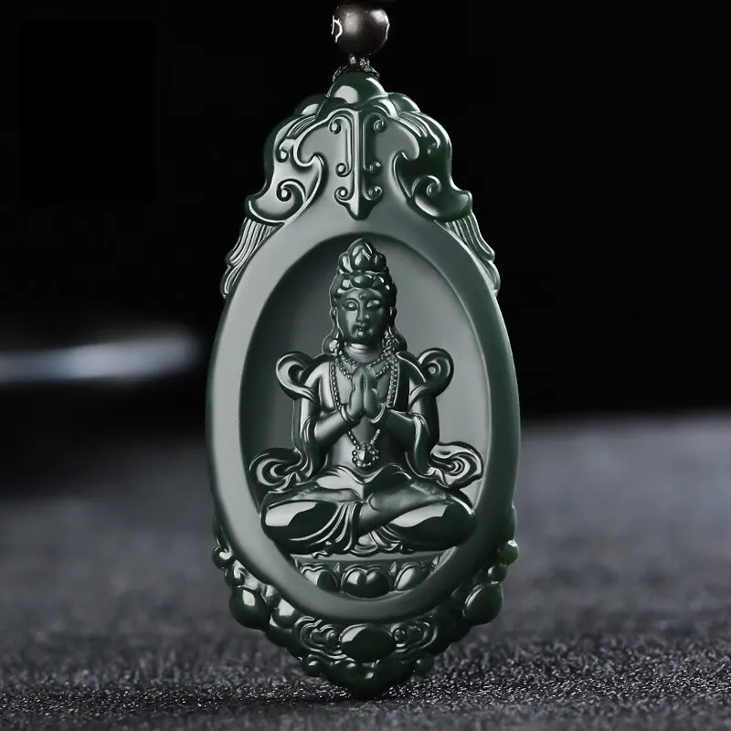 Renyu Jewelry Hetian Jade Necklaces Green Jade Unisex-4