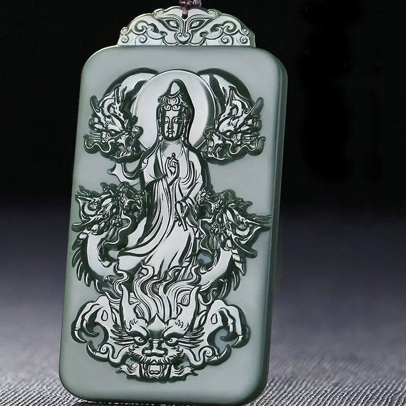 Renyu Jewelry Hetian Jade Pendants Green Jade Unisex-2