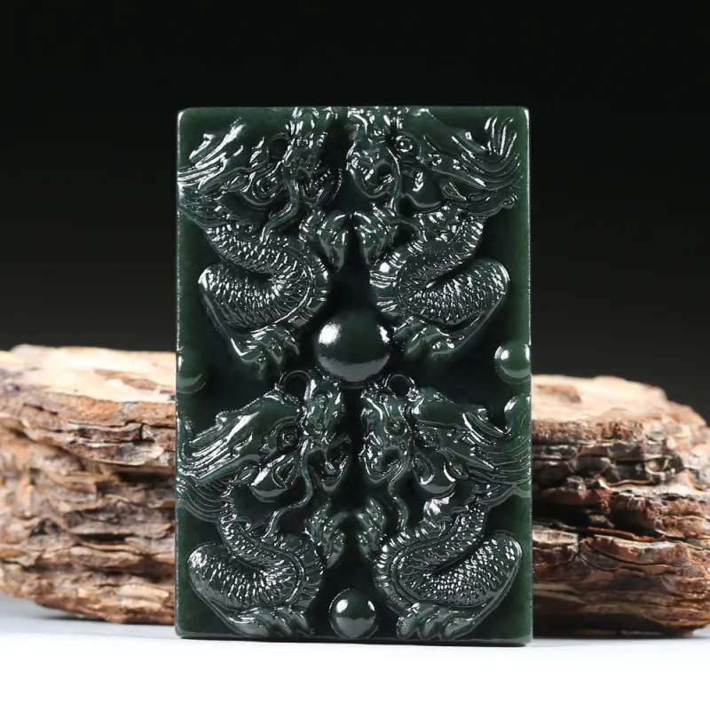 Renyu Jewelry Hetian Jade Pendants Green Jade Men's-4