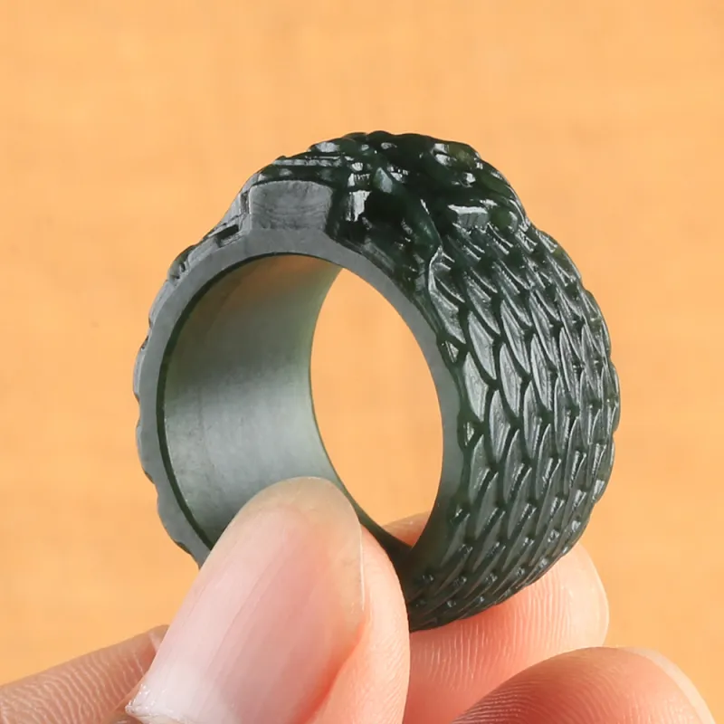 Renyu Jewelry Rings Green Jade Unisex-6