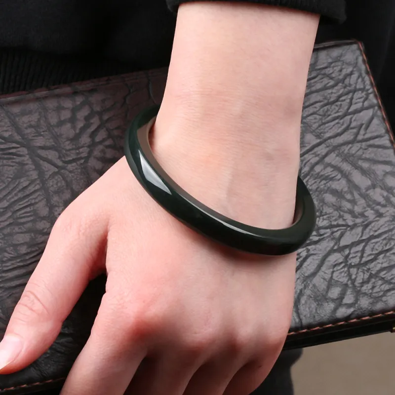 Renyu Jewelry Bangles Green Jade Unisex-1