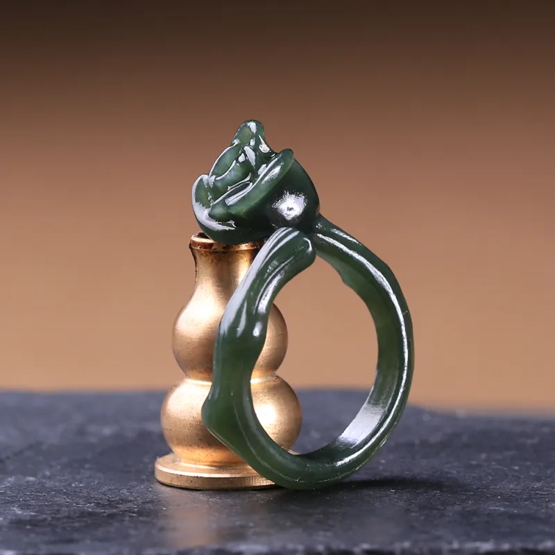 Renyu Jewelry Rings Green Jade Women's-8