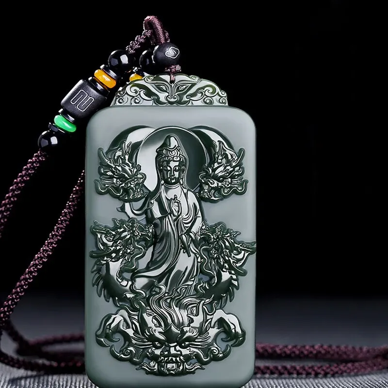 Renyu Jewelry Hetian Jade Pendants Green Jade Unisex-3