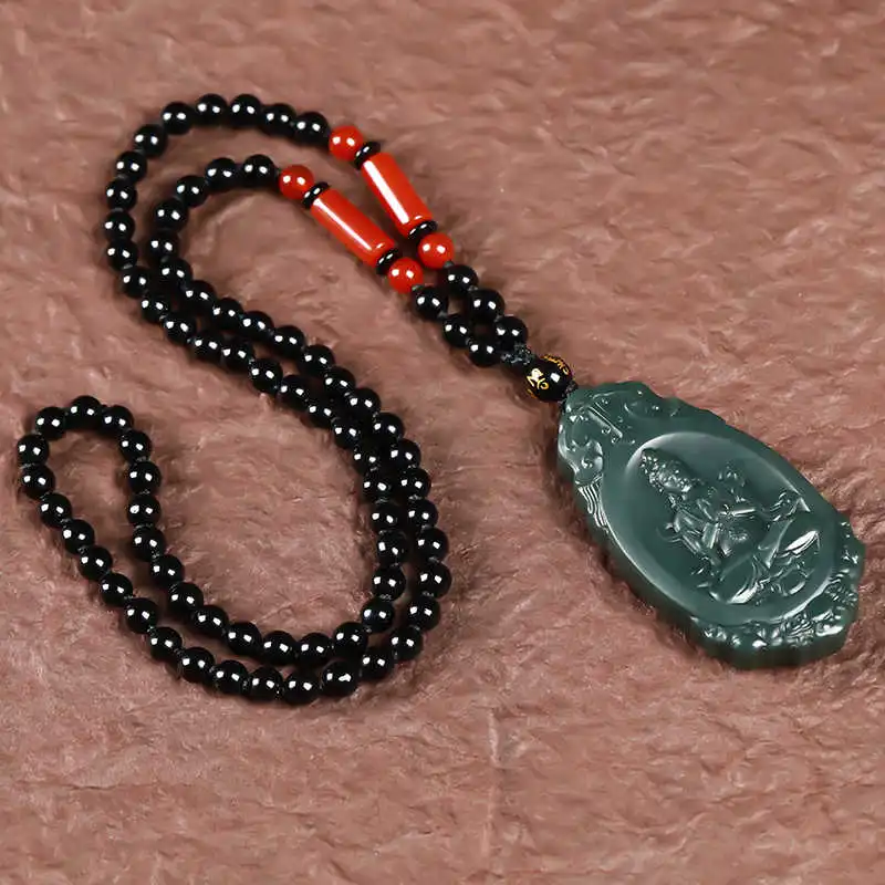 Renyu Jewelry Hetian Jade Necklaces Green Jade Unisex-1