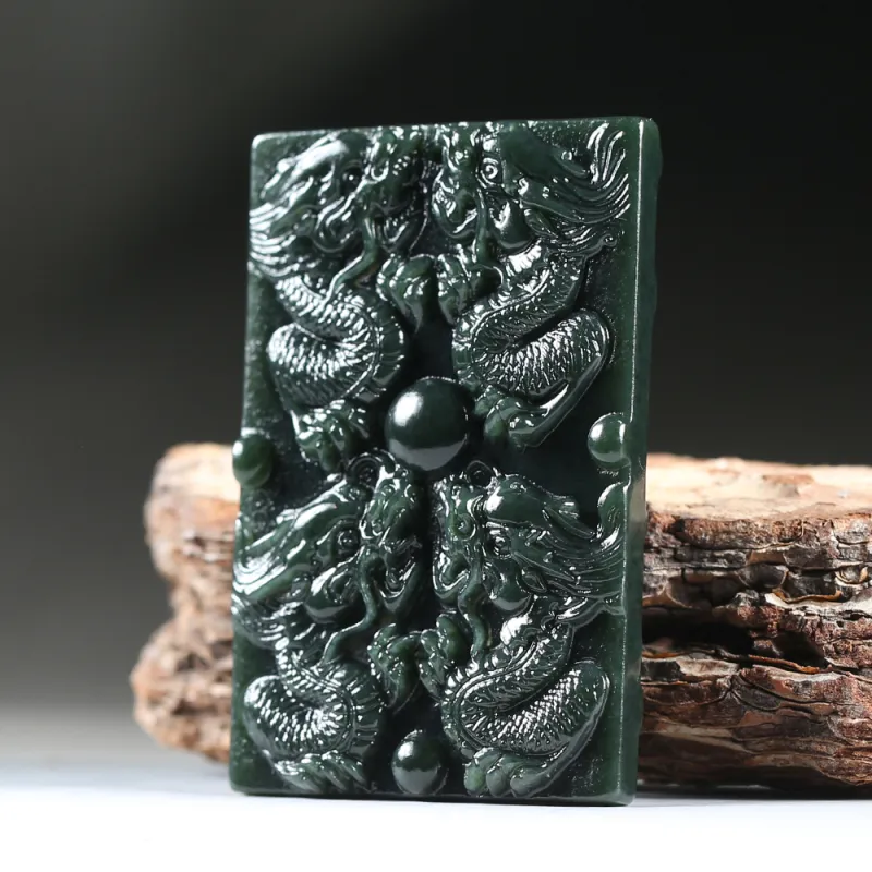 Renyu Jewelry Hetian Jade Pendants Green Jade Men's-6