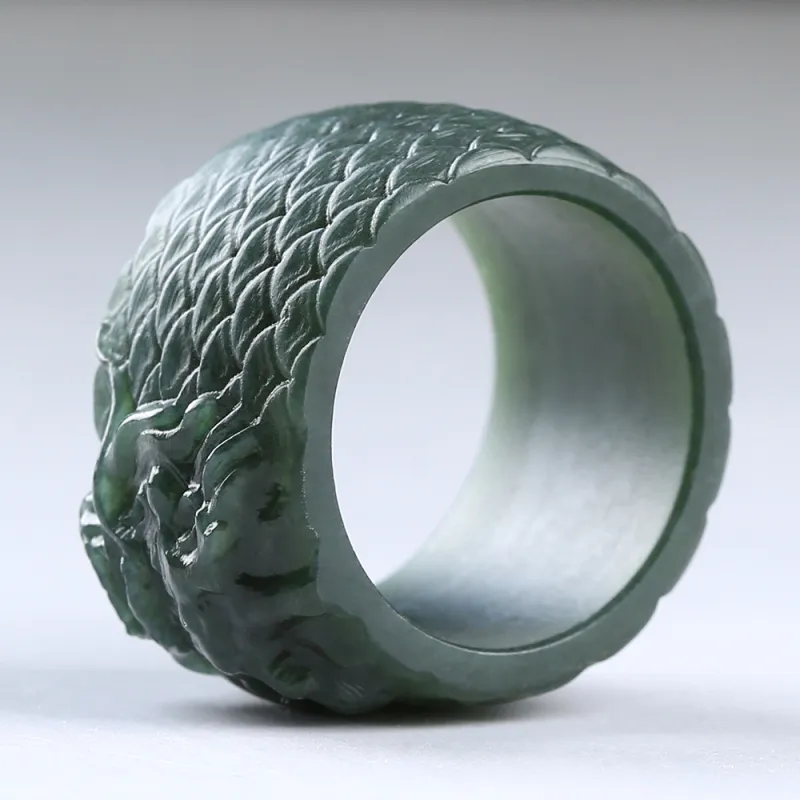 Renyu Jewelry Rings Green Jade Unisex-4